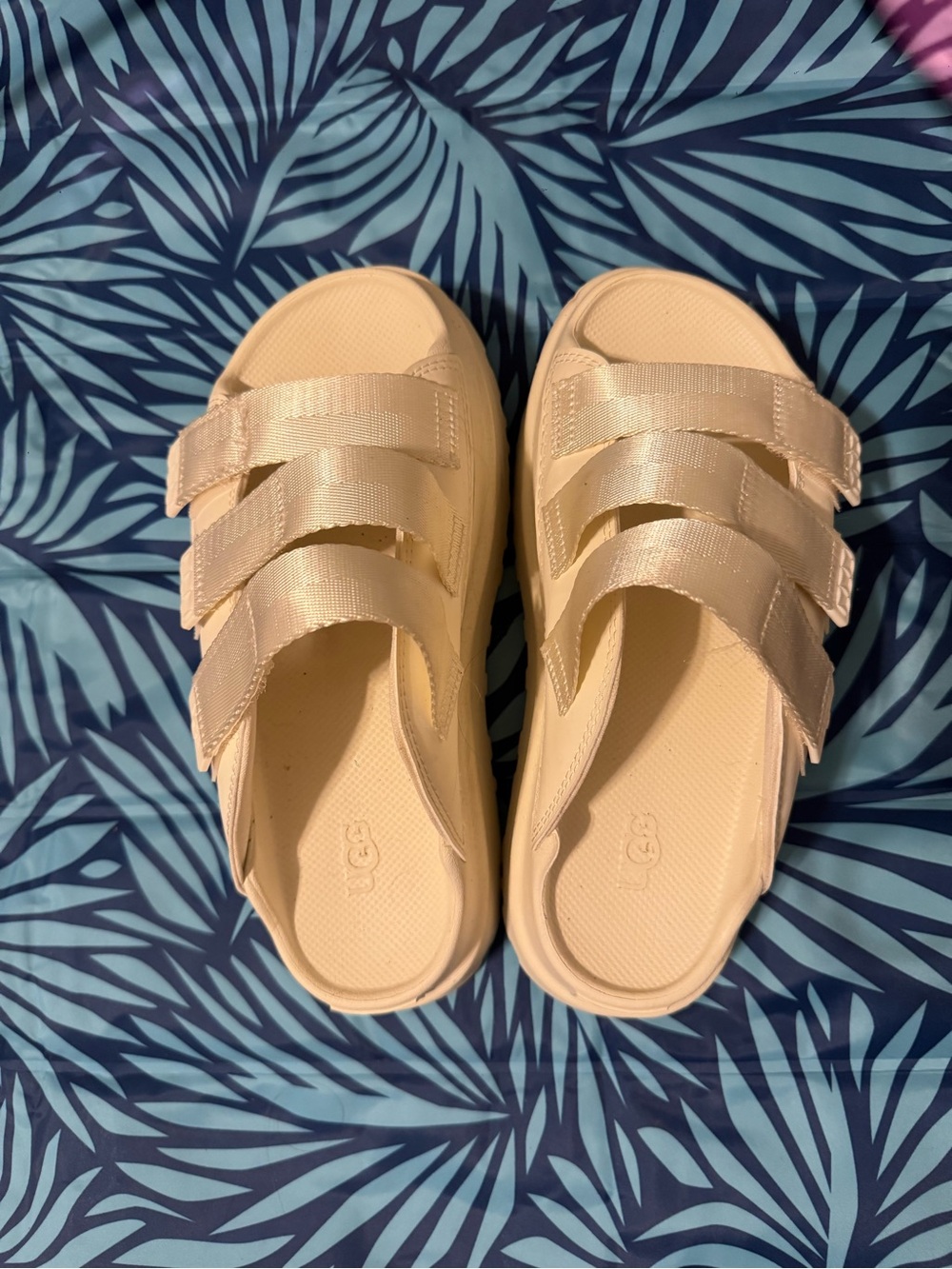UGG Women’s Cream Triple-Strap Slide Sandals